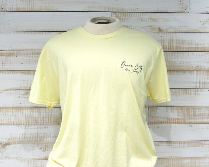 Ocean City Classics - Short Sleeve Beach Scene T-Shirt - Light Yellow