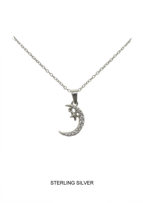 PD MOON/HANGING STAR CZ SILVER