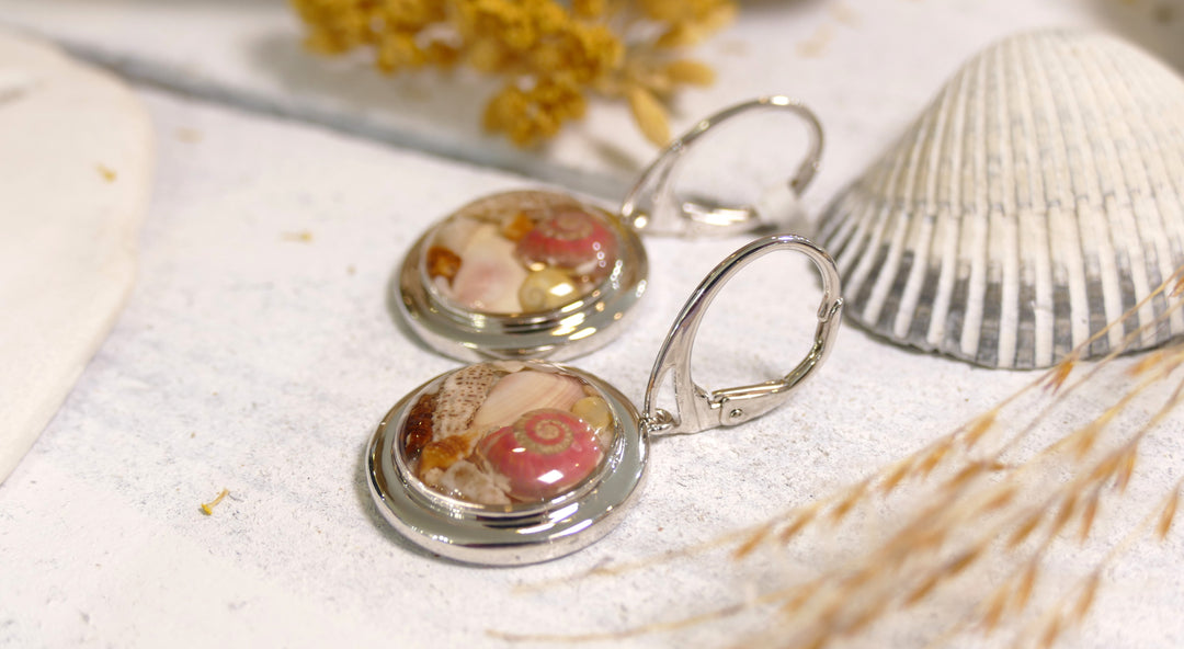 Dune - Sterling Silver - Neptune Shell Scape Round Drop Earrings