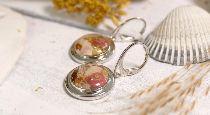 Dune - Sterling Silver - Neptune Shell Scape Round Drop Earrings