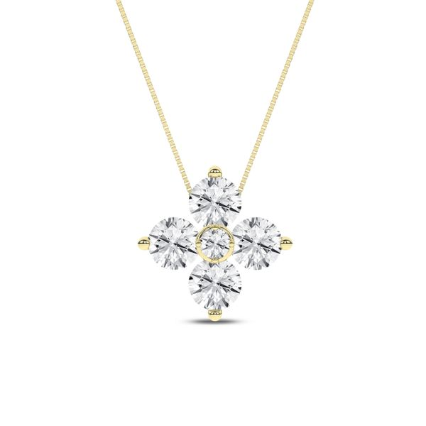 14k Yellow Gold Lab Grown Diamond 0.5ctw - Flower Petals Necklace