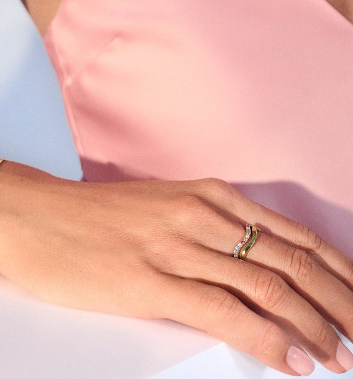 Sif Jakobs - Sterling Silver - Gold Plated "Elllera Waves Pianura" Ring