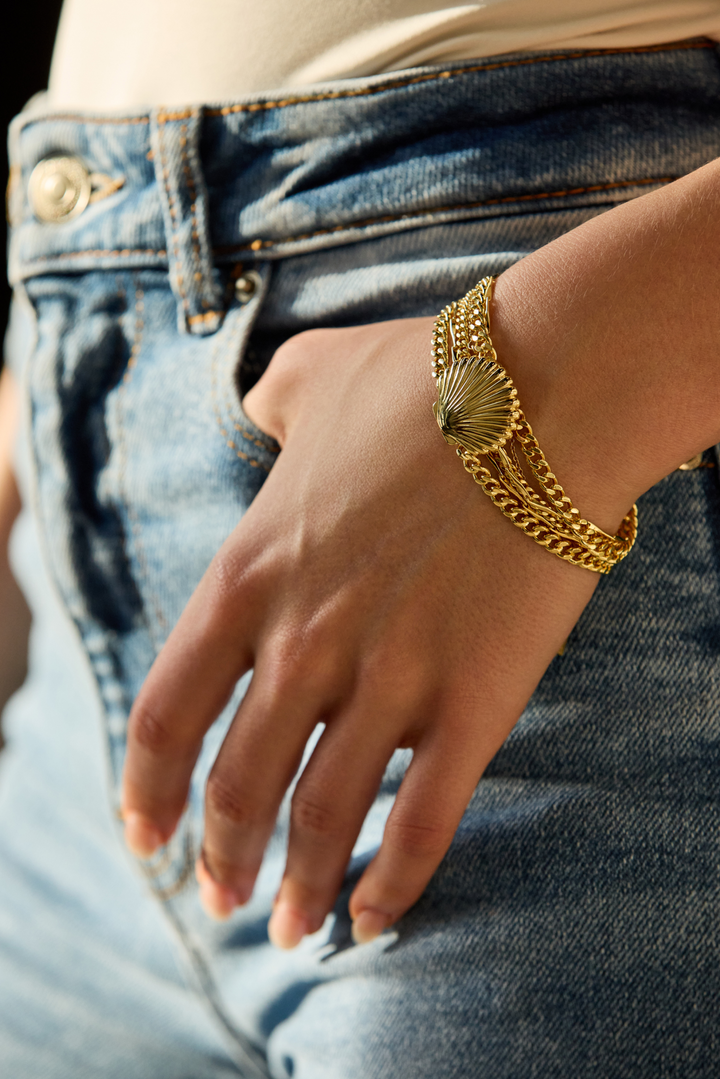Adriana Pappas - Brass - 14K Gold Filled Multi Chain - Scallop Shell Bracelet