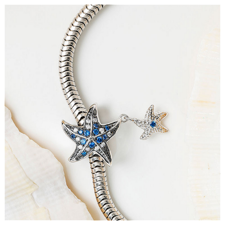 Ocean - Sterling Silver - Sapphire Cubic Zirconia Starfish Dangle Charm