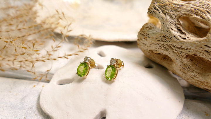 14k Yellow Gold Oval .30ct Peridot Stud Earrings