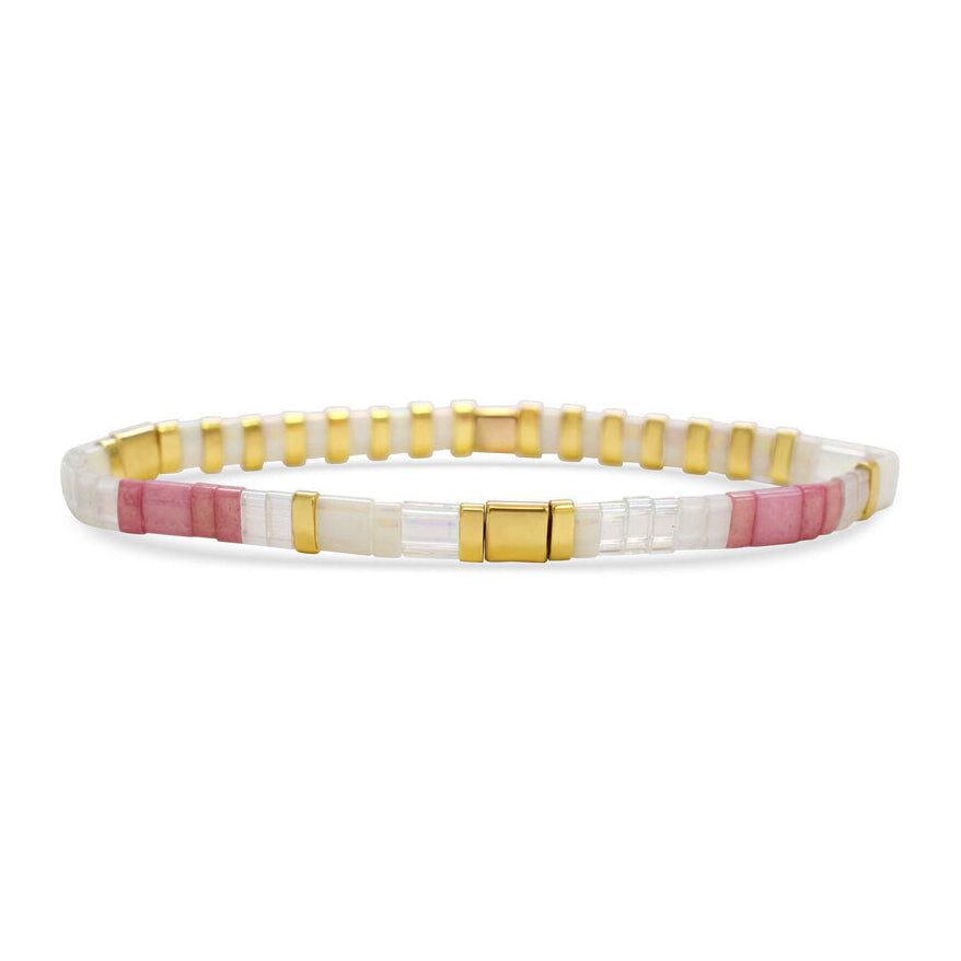 Stia Couture - - Gold "Resilient" Tila Bead Stretch Bracelet