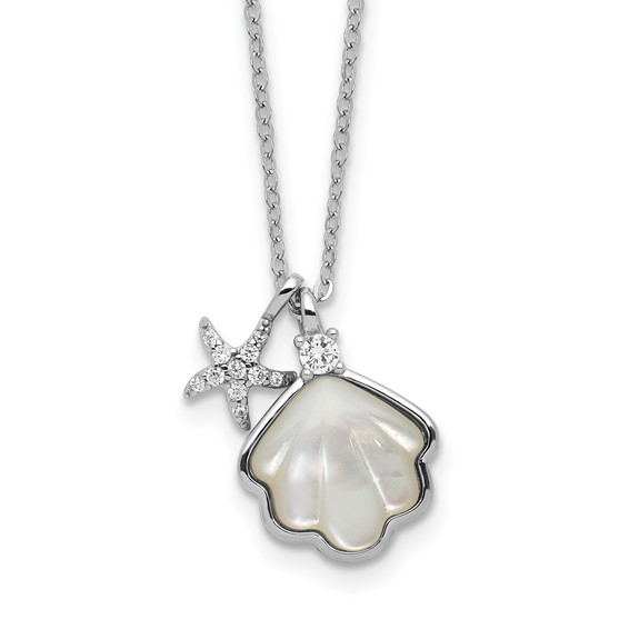 SS MOP CZ SHELL/STARFISH NECK