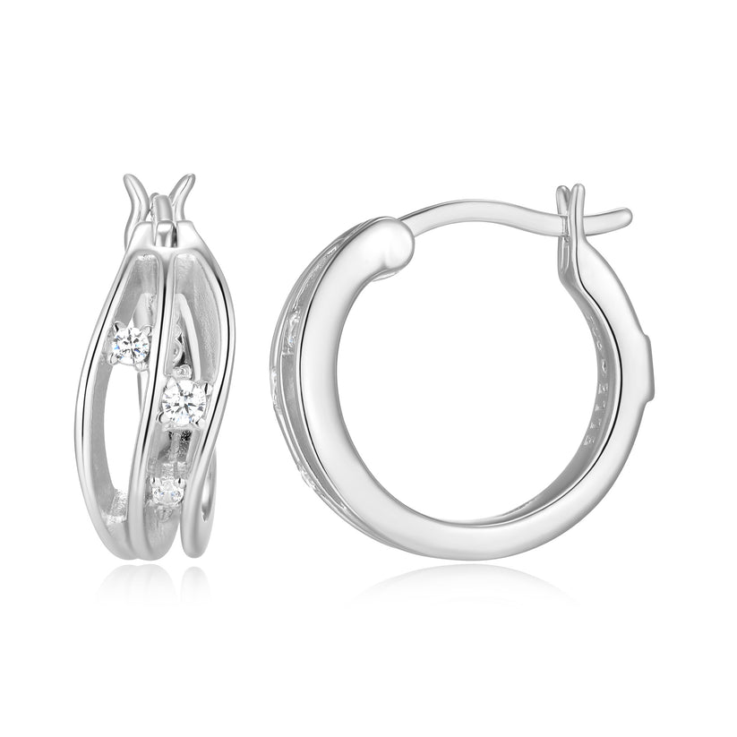 Sterling Silver Between CZ Ear