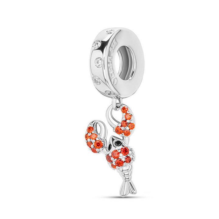 Ocean - Sterling Silver - Orange Cubic Zirconia Lobster Dangle Charm