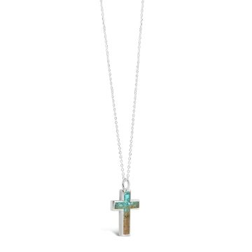 Dune - Sterling Silver - Cross Turquoise Gradient 16-20" (adjustable) Ocean City Beach Sand Necklace