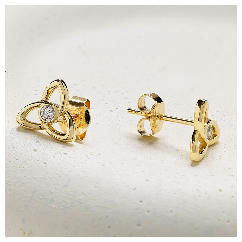 14kt Gold Trinity Earrings wit