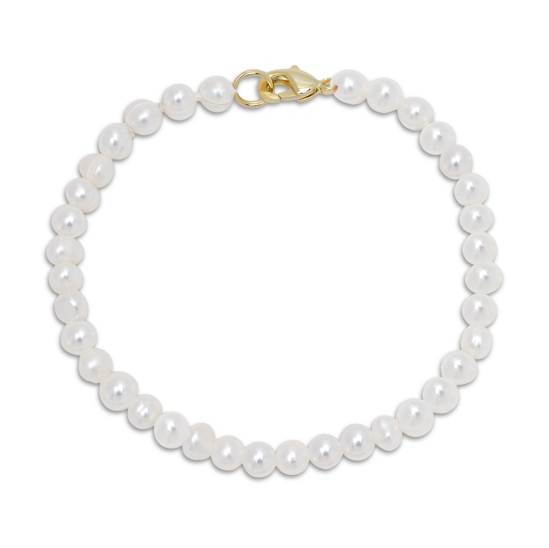 Lily Nily - Brass - 18K Gold Plated - Baby - Freshwater Pearl Beaded Strand Bracelet 5.5"