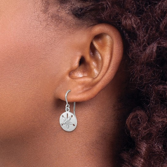 Sterling Silver - Silver Sanddollar Dangle Earrings