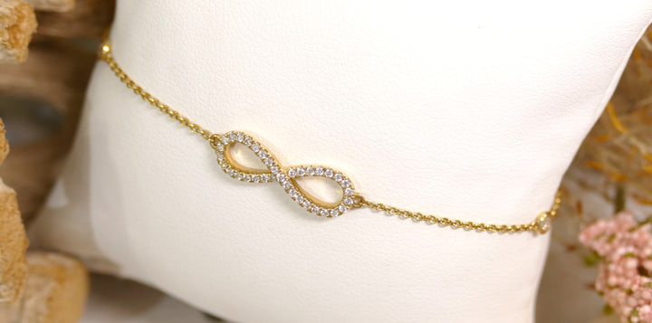 14k Yellow Gold Infinity .28ct Diamond Chain Bracelet