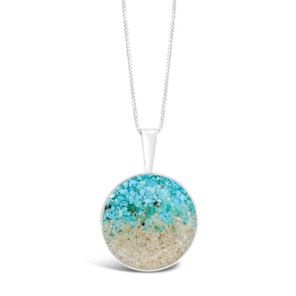 Dune - Sterling Silver - Marina 25mm Turquoise Gradient Round 16-20" (adjustable) Ocean City Beach Sand Necklace