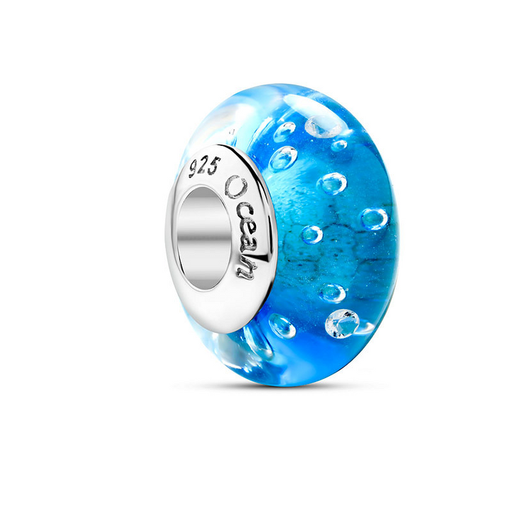 Ocean - Sterling Silver - Aqua Bubble Bead Charm