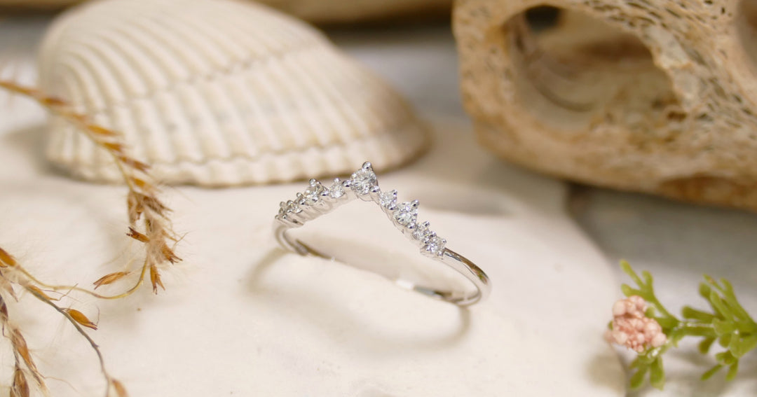 14k White Gold 0.19CT Round Diamond Band Ring Size 6.5
