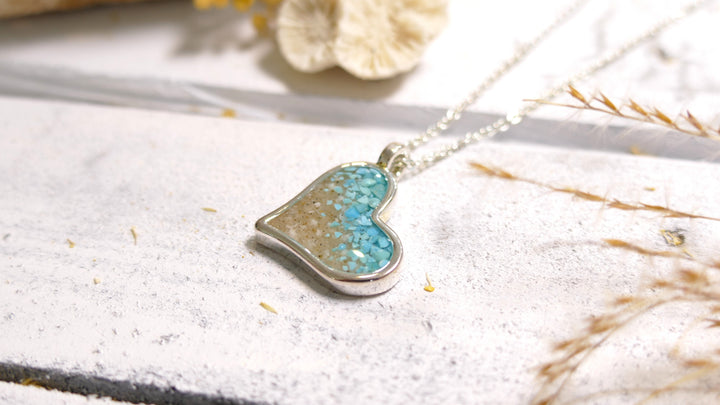 Dune - Sterling Silver - Explorer Heart Turquoise Gradient Ocean City Beach Sand Necklace