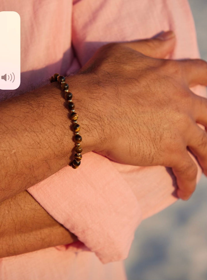 Adriana Pappas - - 14K Gold Filled - Men's - Tiger's Eye Beaded Cord Bracelet