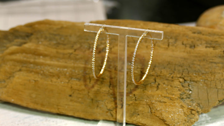 14k Yellow Gold 2.00ct Diamonds Round Medium Hoop Inside Out (1.50" Diameter) Earrings