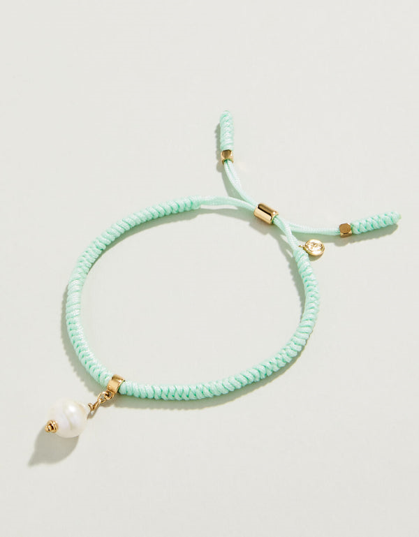 Stainless Steel 14K Gold Plated Pearl Cord Bracelet