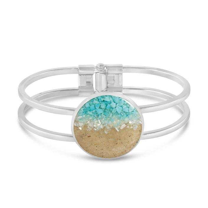 Dune - Sterling Silver - Silver Marina - Ocean Gradient - Round Turquoise Bangle Bracelet