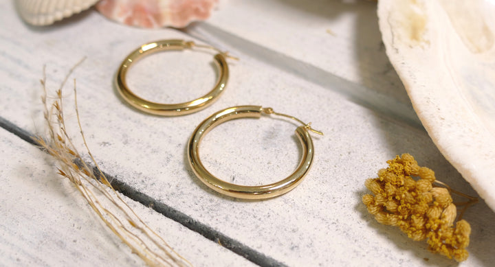 14k Yellow Gold Polished Hoop Earrings