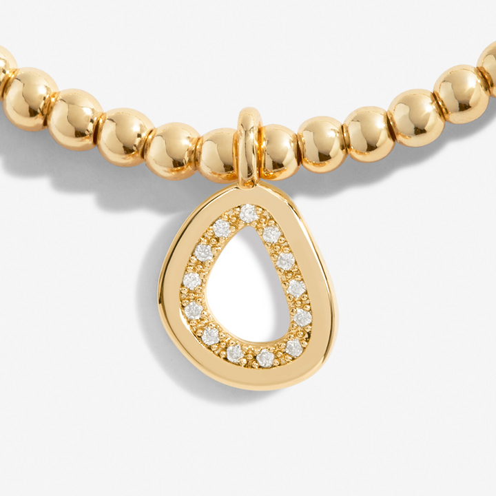 A Little & Co - Brass - Gold - Fearless - Crystal Stretch Beaded Bracelet 6 7/8"