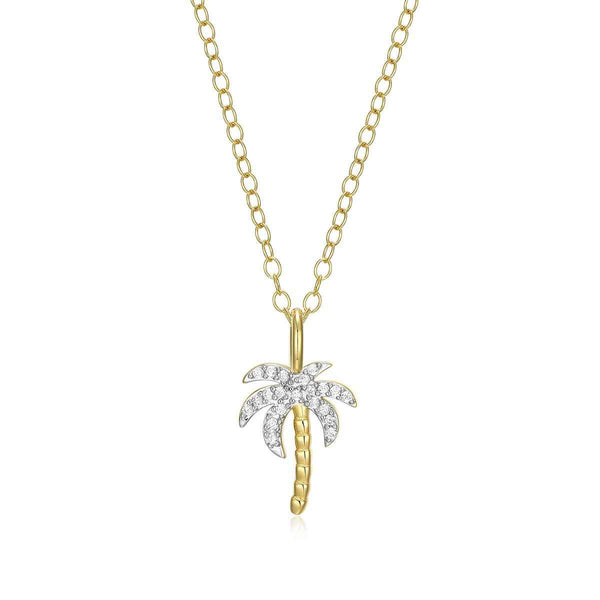 Monte Luna - Sterling Silver - Gold Plated Lab Grown Diamond Palm Tree Necklace