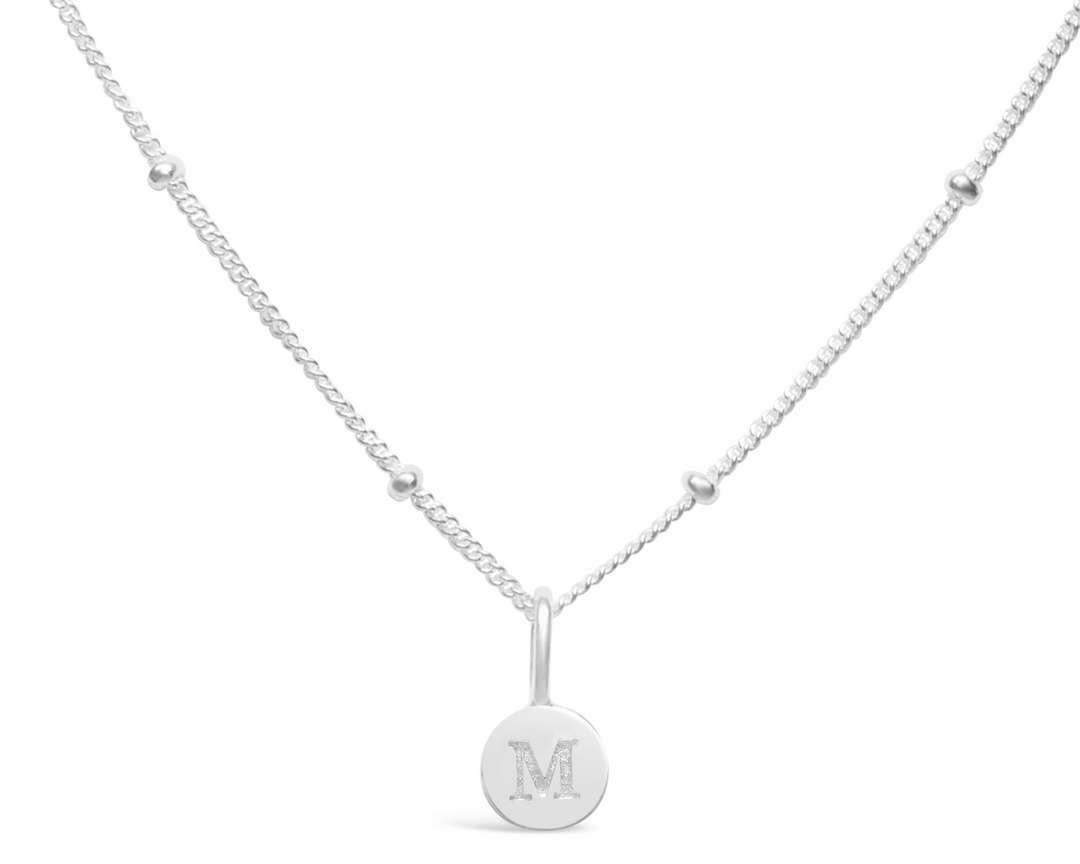 Stia Sterling Silver Silver Initial M 17" Disc Necklace