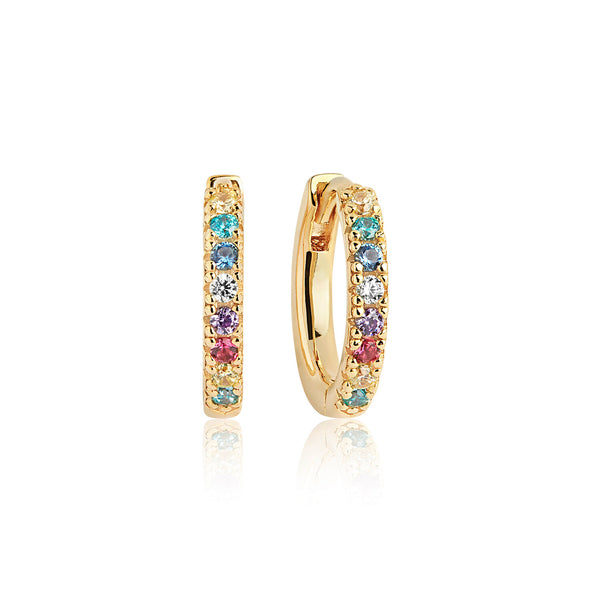 Sif Jakobs - Sterling Silver - 18K Gold Plated "Ellera Medio" Cubic Zirconia Hoop Earrings