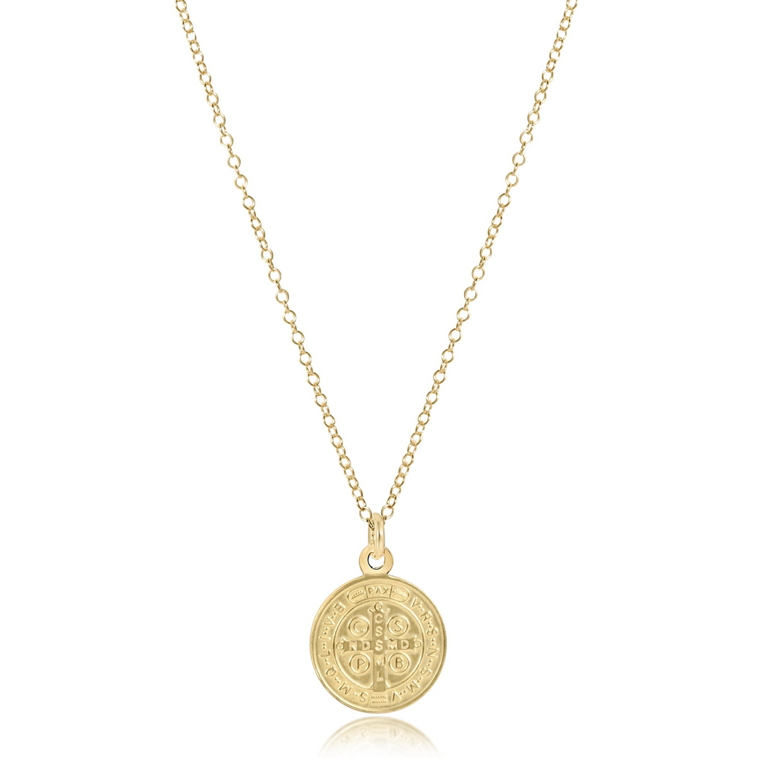 enewton - 14k gold-filled - Yellow Gold Round Blessing Disc Necklace 16"