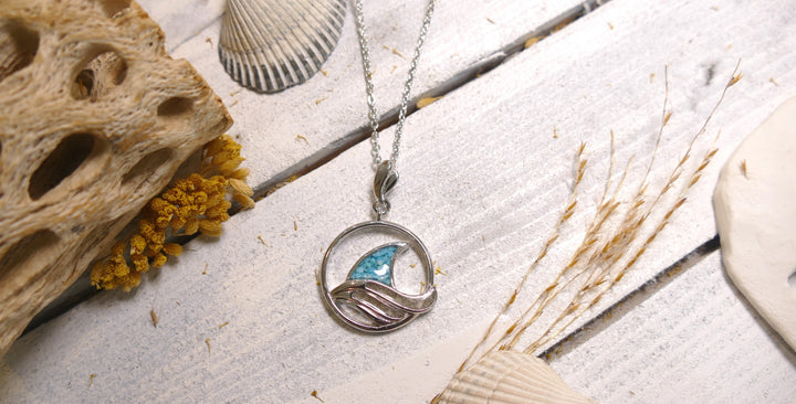 Dune - Sterling Silver - Shark Fin Turquoise Ocean City Beach Sand Necklace