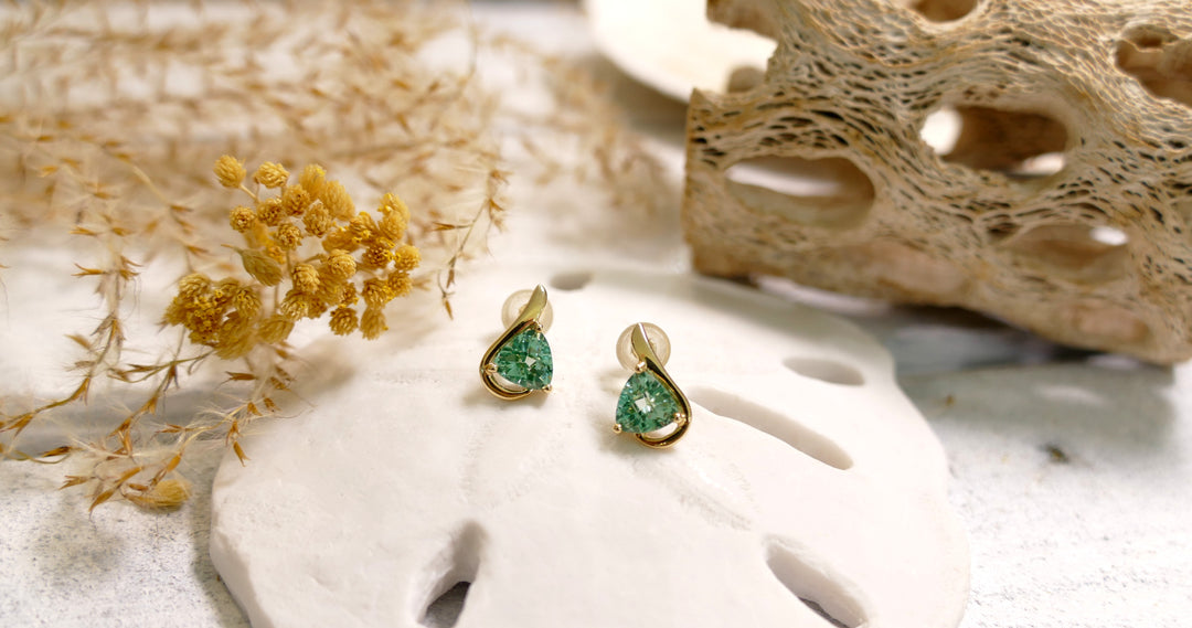 14k Yellow Gold Trillion Cut 1.9ct Caribbean Topaz Stud Earrings