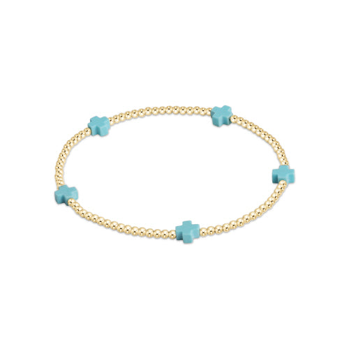 enewton - Beaded Bracelet Signature Cross - Turquoise - Gold-Filled Bracelet (E-Girl 5.5")
