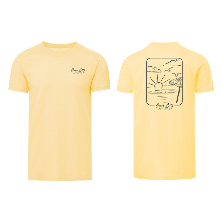 Ocean City Classics - Short Sleeve Beach Scene T-Shirt - Light Yellow