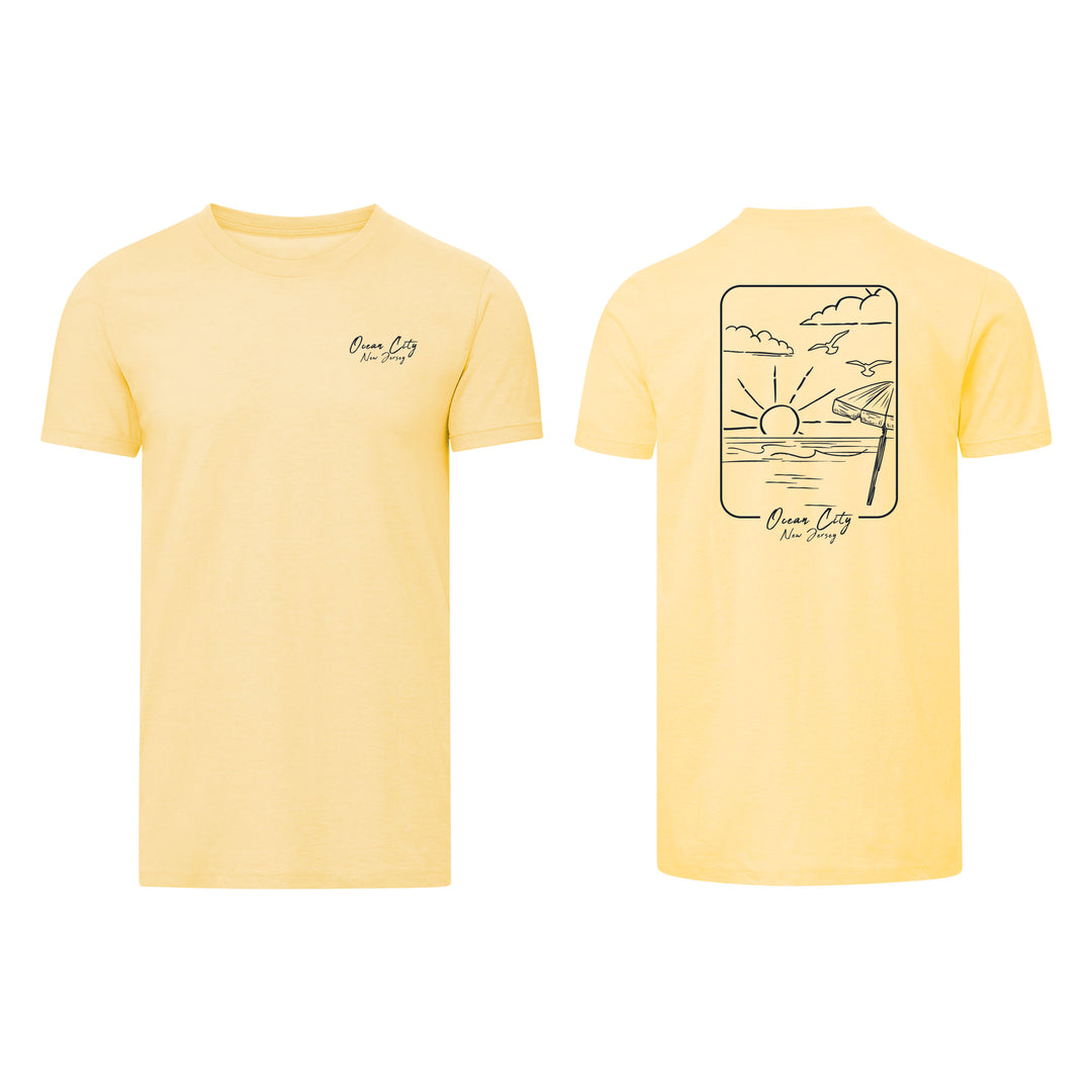 Ocean City Classics - Short Sleeve Beach Scene T-Shirt - Light Yellow