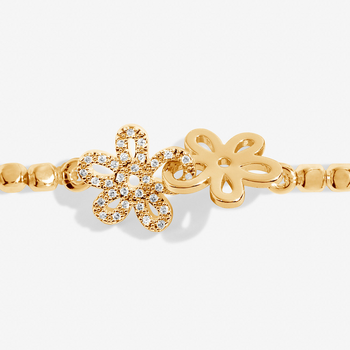 A Little & Co - Brass - Gold - Just To Say Thank You - Crystal Flower Stretch Beaded Bracelet 6 7/8"