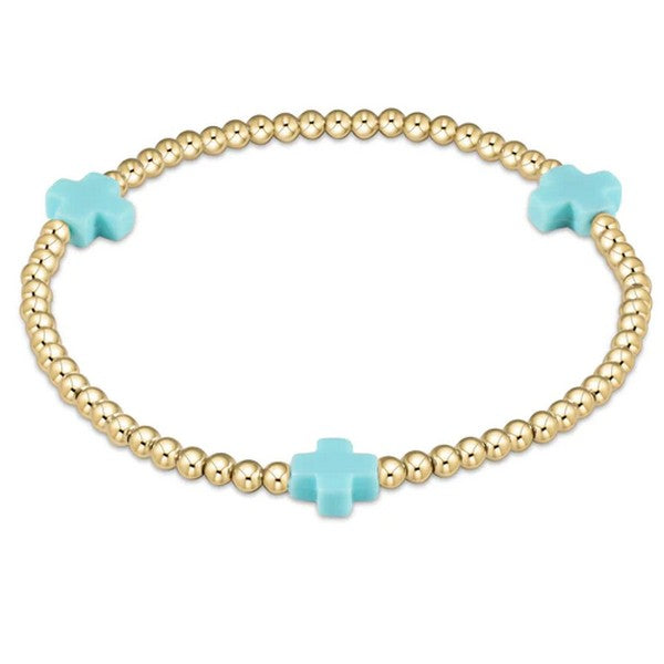 enewton - Turquoise Cross - 3mm Beaded Gold-Filled Bracelet (Standard 6.25")