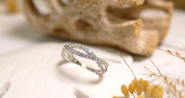 14K White Gold 0.40ct Natural Diamond Infinite Ring (Size 6.5)