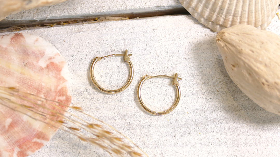14k Yellow Gold 14mm - Hinge Hoop Earrings