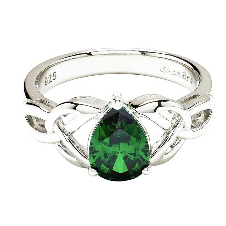 Sterling Silver CZ Emerald Tri