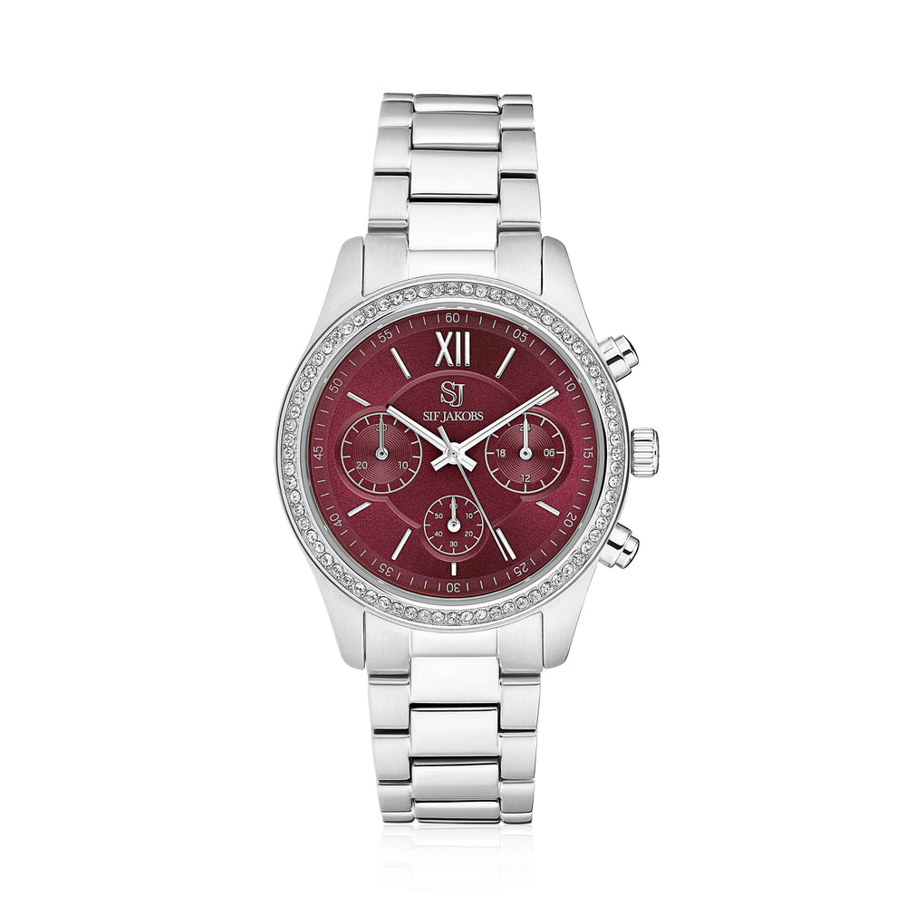 Sif Jakobs - Stainless Steel - "Domenica" Burgundy Watch