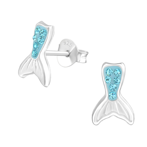 SS Mermaid Tail CZ Crystal Ear