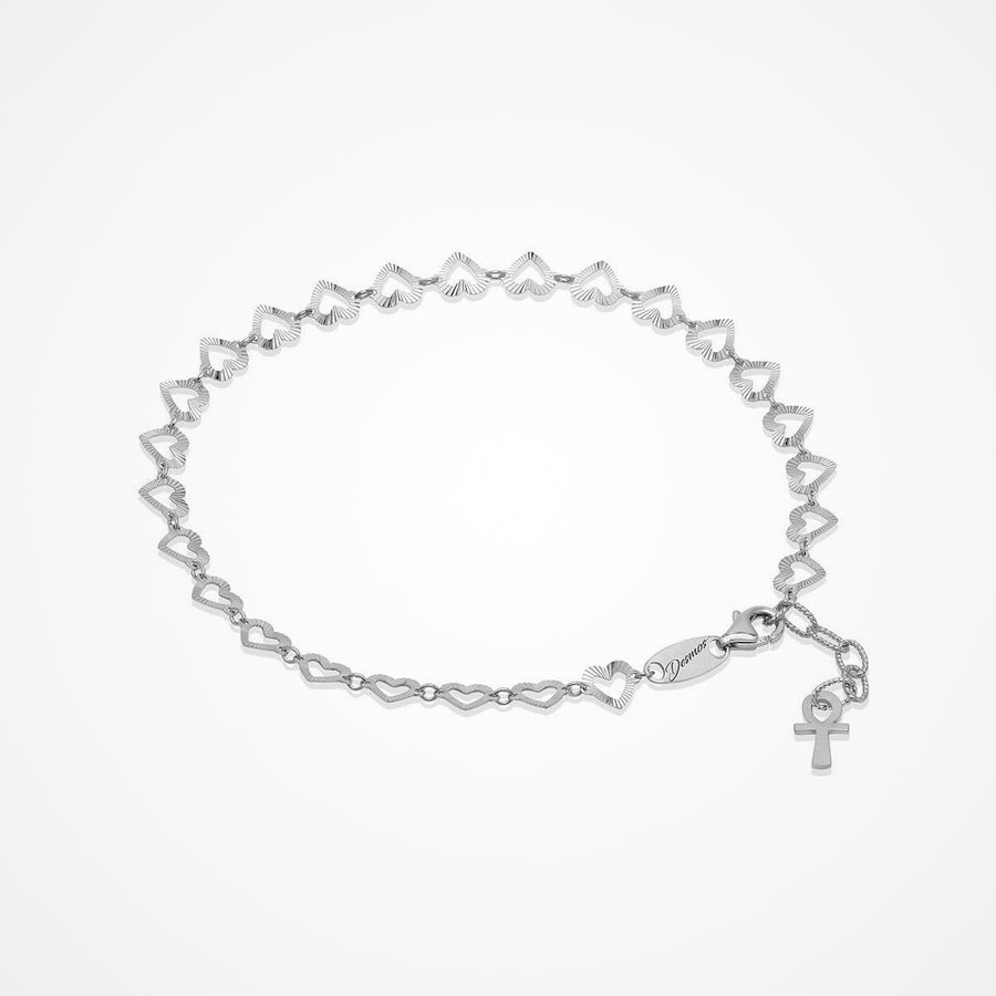 Desmos - Sterling Silver - Silver Heart Anklet 9"