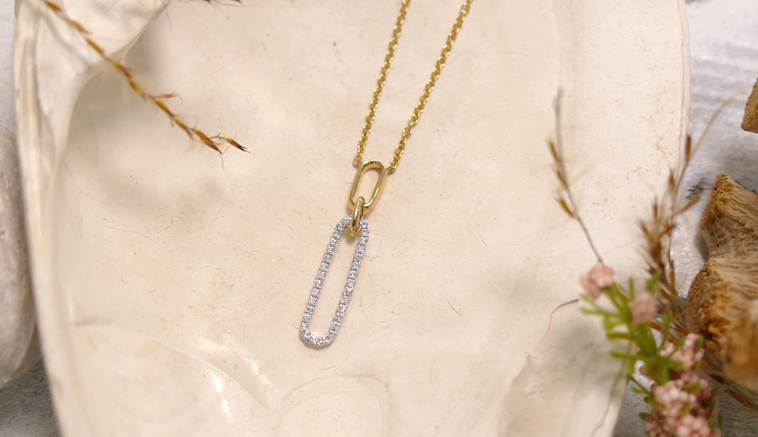 14k Yellow Gold Diamond 0.19ct Paperclip Necklace