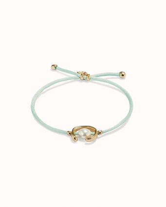Uno de 50 - 18K Gold Plated Blue Green Thread Pearl Bracelet