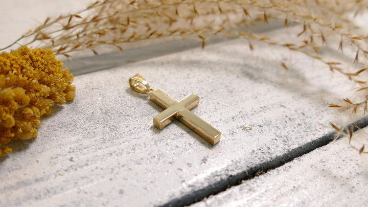 14k Yellow Gold Cross Polished Pendant 6mm Bail (Chain not Included)