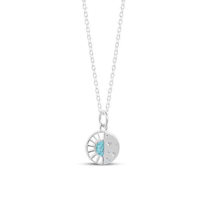 Dune - Sterling Silver - Silver "Daybreak" + Topaz, Aquamarine Larimar Sun Necklace