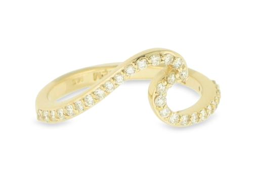14k Yellow Gold 0.31ct. Natural Diamond Wave Ring 7